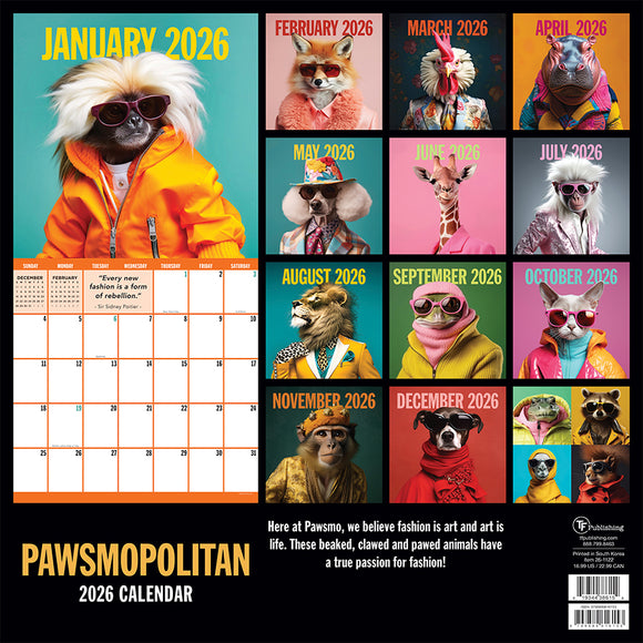 2026 Pawsmopolitan Wall Calendar