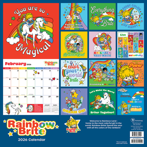 2026 Rainbow Brite Wall Calendar