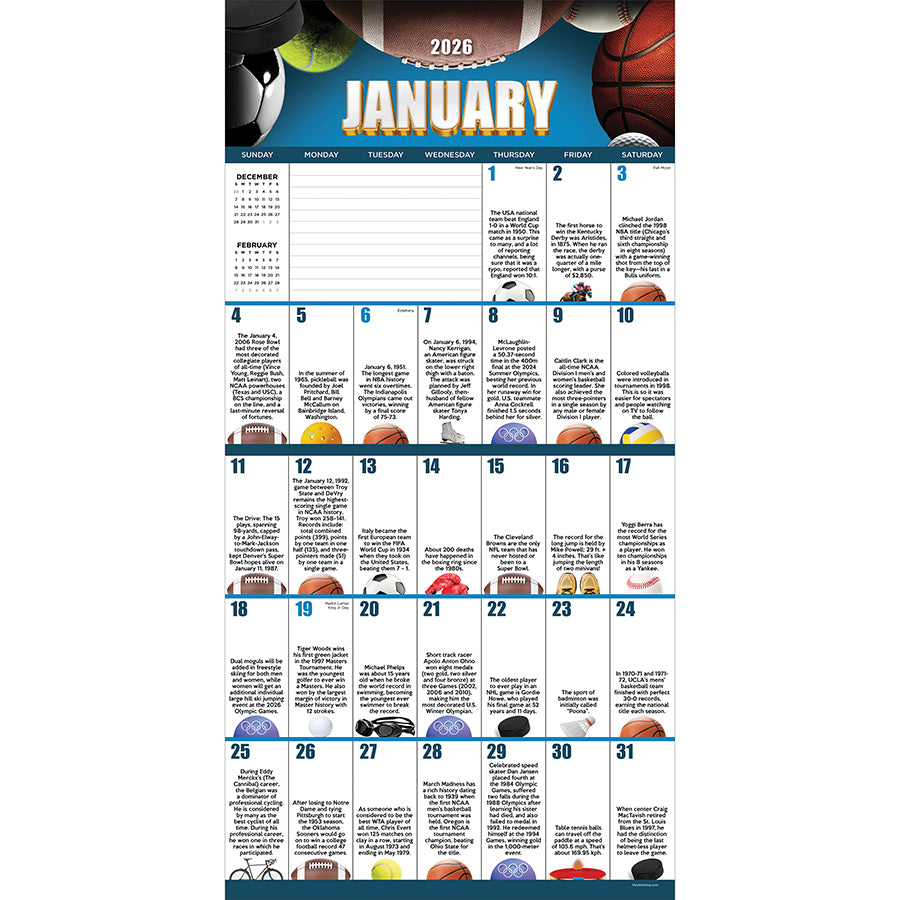 2026 Sports Facts & Trivia Wall Calendar | TF Publishing ...