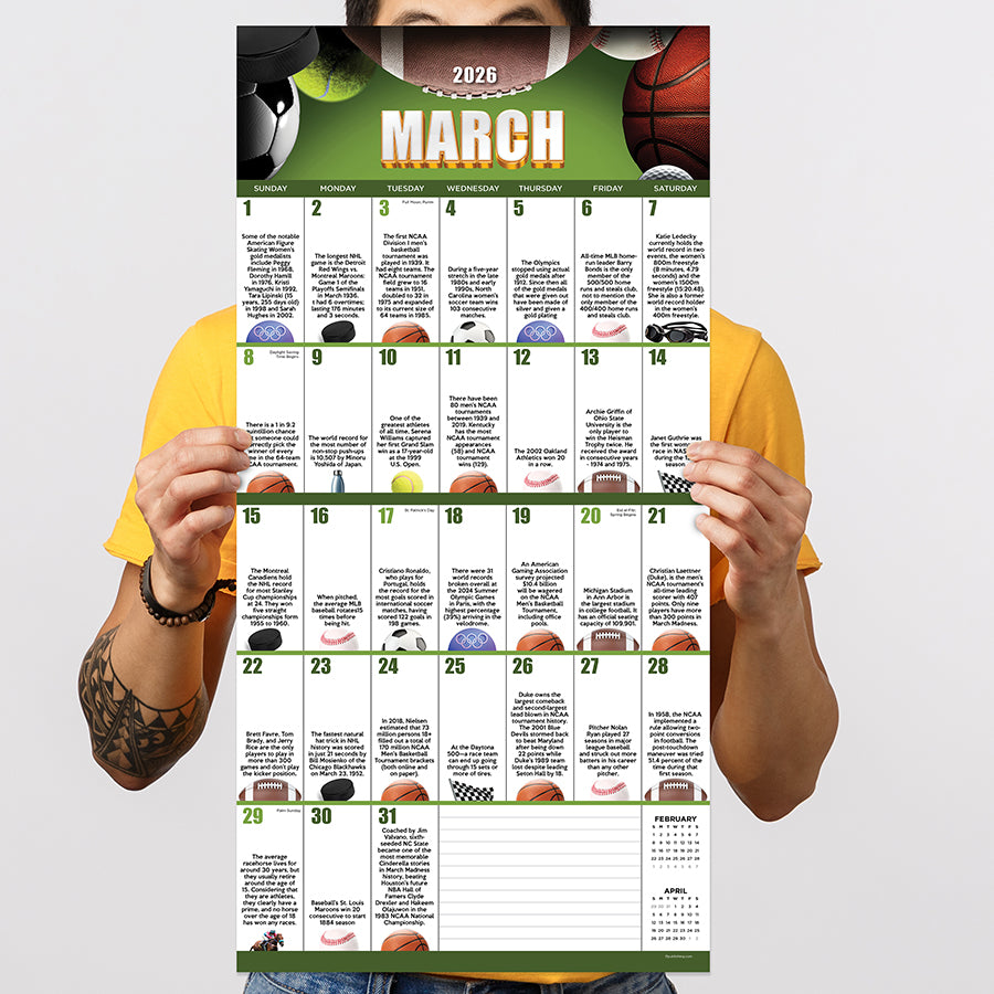 2026 Sports Facts & Trivia Wall Calendar - 0