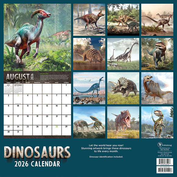 2026 Dinosaurs Wall Calendar
