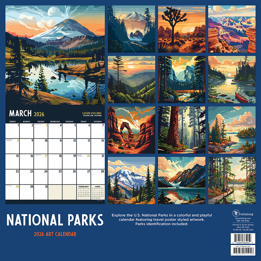2026 National Parks-Art Wall Calendar