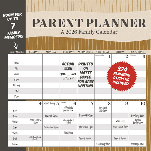 2026 Parent Planner Wall Calendar