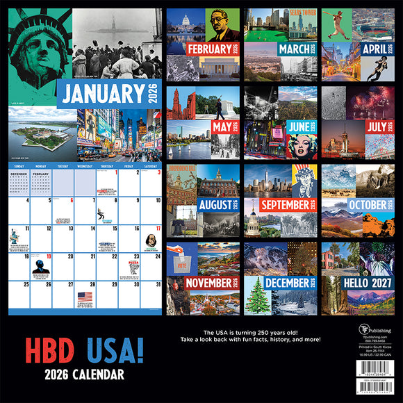2026 HBD USA-250 Years! Wall Calendar