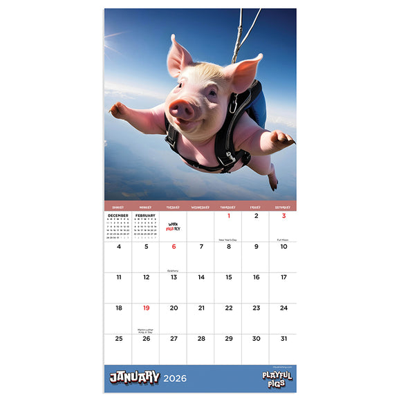 2026 Playful Pigs Mini Calendar