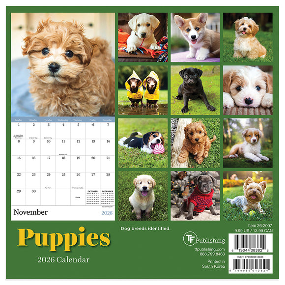 2026 Puppies Mini Calendar