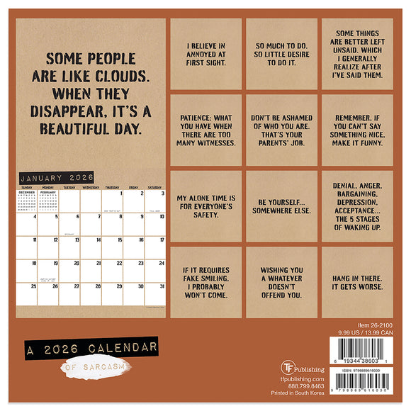 2026 Anti-Affirmations & Sarcasm Mini Calendar