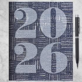 2026 Basket Weave Blue Medium Monthly Planner