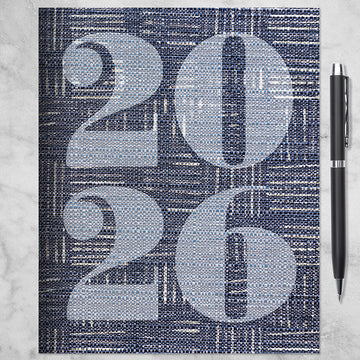 2026 Basket Weave Blue Medium Monthly Planner