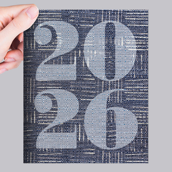 2026 Basket Weave Blue Medium Monthly Planner