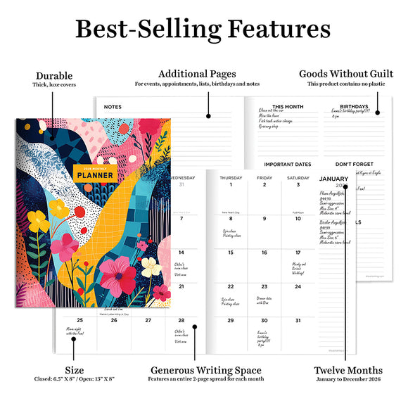 2026 Colorful Collage Medium Monthly Planner