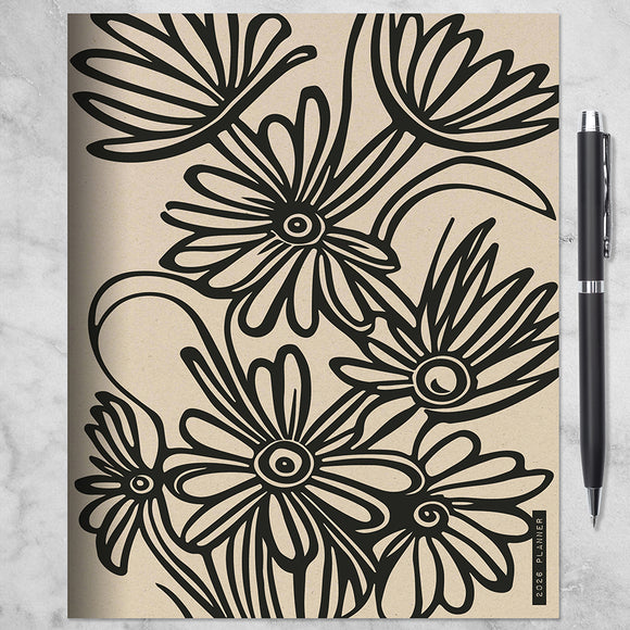 2026 Drawn Daisies Medium Monthly Planner