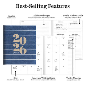 2026 Denim Large Monthly Planner - 0