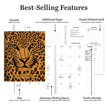 2026 Exotic Cat Large Monthly Planner - 0