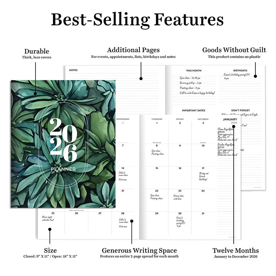 2026 Succulent Large Monthly Planner - 0