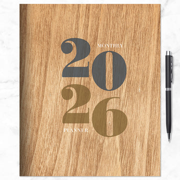 2026 Washed Oak Large Monthly Planner