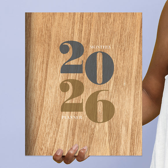 2026 Washed Oak Large Monthly Planner