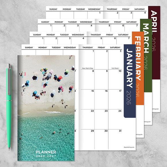 2026-2027 Beaches Small Monthly Pocket Planner