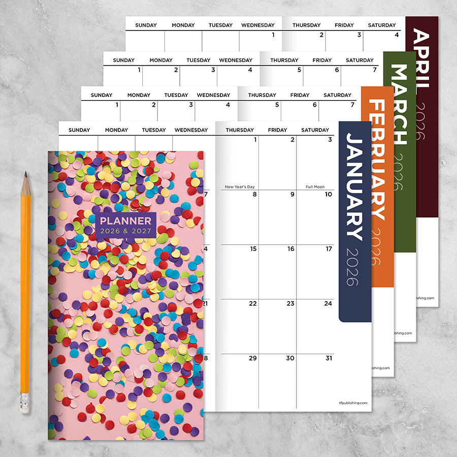 2026-2027 Confetti Party Small Monthly Pocket Planner - 0