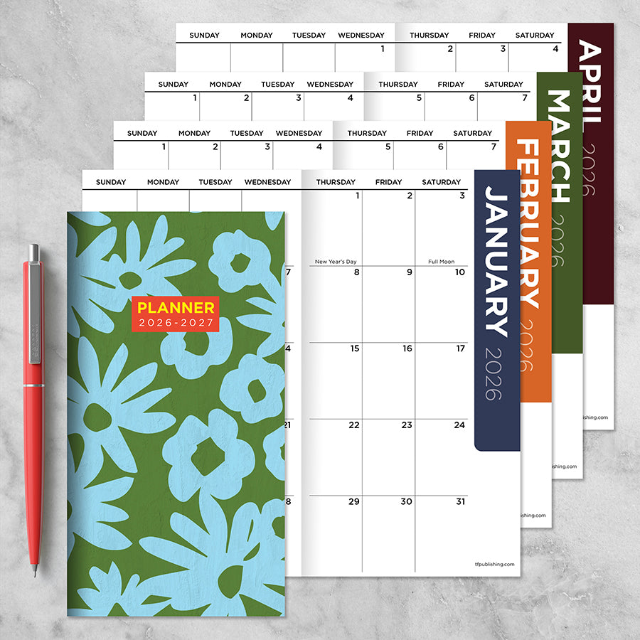 2026-2027 Flower Stencil Small Monthly Pocket Planner - 0