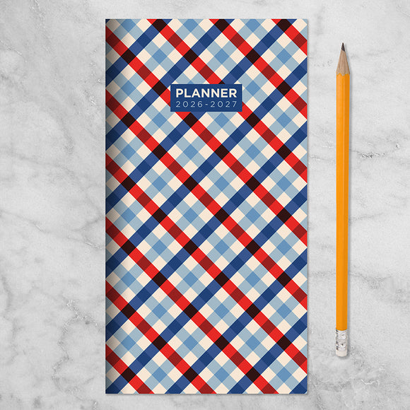 2026-2027 Patriotic Plaid Small Monthly Pocket Planner