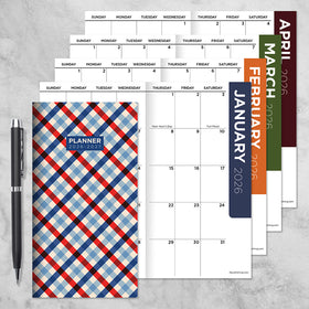 2026-2027 Patriotic Plaid Small Monthly Pocket Planner - 0
