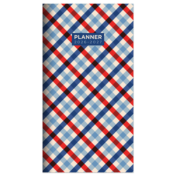 2026-2027 Patriotic Plaid Small Monthly Pocket Planner