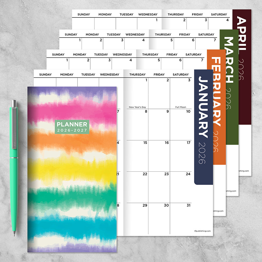 2026-2027 Tie Dye Small Monthly Pocket Planner - 0