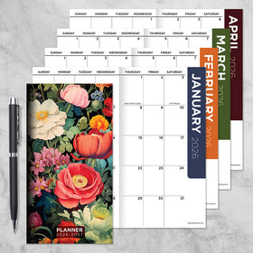 2026-2027 Vintage Blooms Small Monthly Pocket Planner - 0