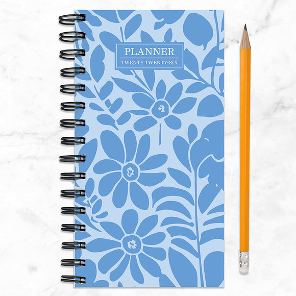 2026 Blue Blooms Small Weekly Monthly Planner