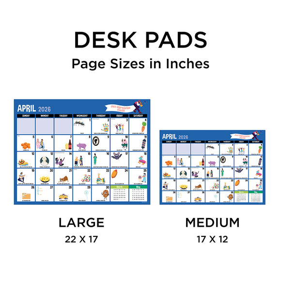 2026 Every Day's A Holiday Large Desk Pad Monthly Blotter Calendar