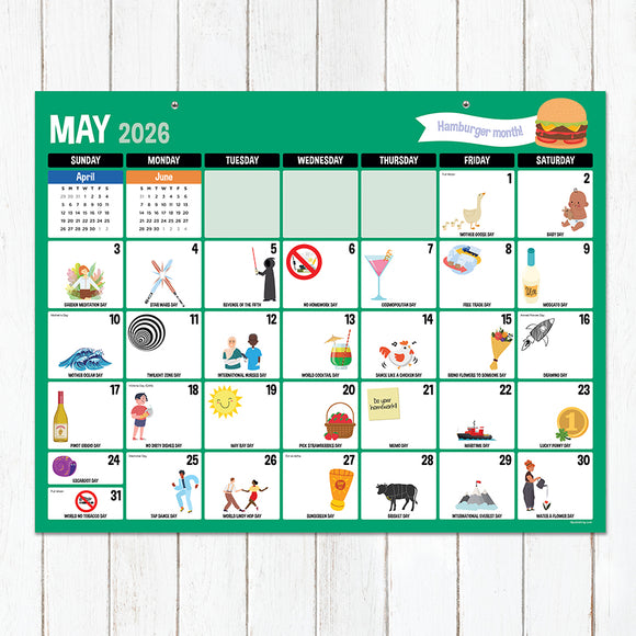 2026 Every Day's A Holiday Large Desk Pad Monthly Blotter Calendar