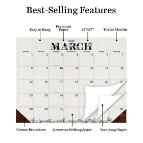 2026 Floral Large Desk Pad Monthly Blotter Calendar - 0