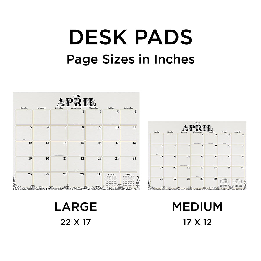 2026 Floral Large Desk Pad Monthly Blotter Calendar