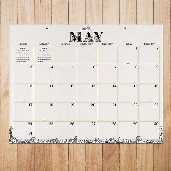 2026 Floral Large Desk Pad Monthly Blotter Calendar