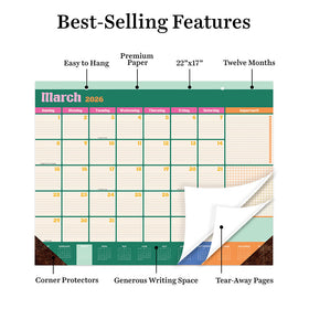 2026 Sherbet Large Desk Pad Monthly Blotter Calendar - 0