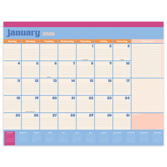 2026 Sherbet Large Desk Pad Monthly Blotter Calendar
