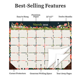 2026 Bountiful Blooms Large Desk Pad Monthly Blotter Calendar - 0