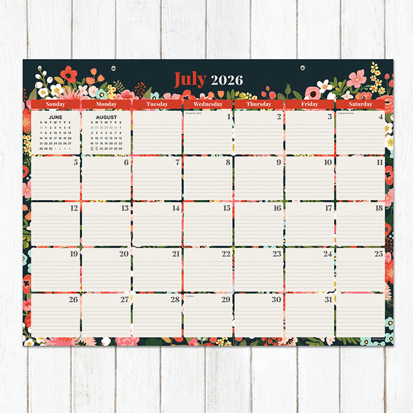 2026 Bountiful Blooms Large Desk Pad Monthly Blotter Calendar