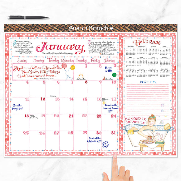 2026 Susan Branch Large Desk Pad Monthly Blotter Calendar