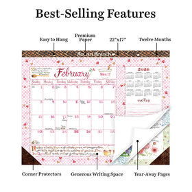 2026 Susan Branch Large Desk Pad Monthly Blotter Calendar - 0