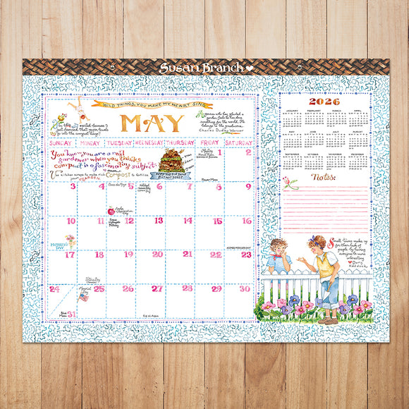 2026 Susan Branch Large Desk Pad Monthly Blotter Calendar