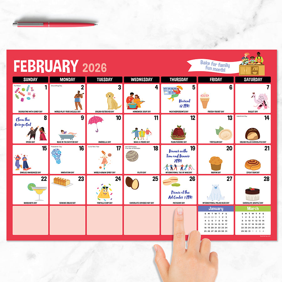 2026 Every Day's A Holiday Medium Desk Pad Monthly Blotter Calendar