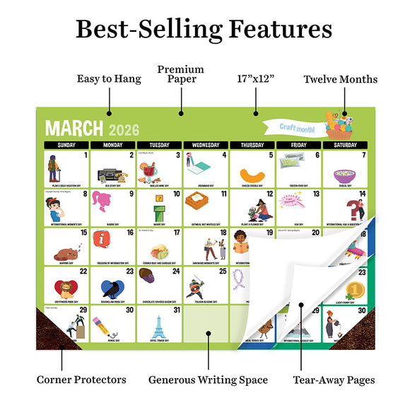 2026 Every Day's A Holiday Medium Desk Pad Monthly Blotter Calendar