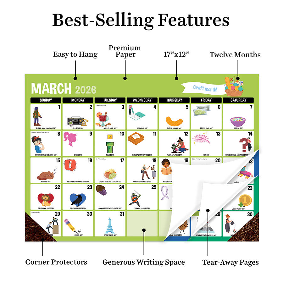 2026 Every Day's A Holiday Medium Desk Pad Monthly Blotter Calendar - 0