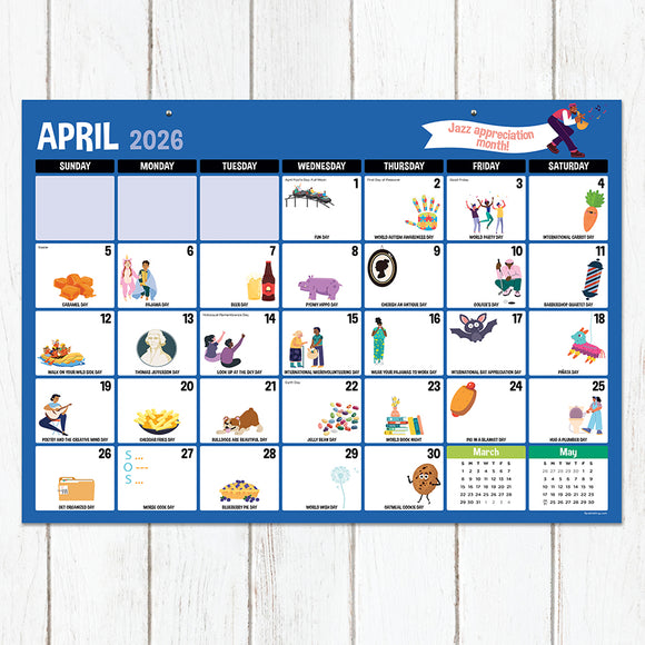 2026 Every Day's A Holiday Medium Desk Pad Monthly Blotter Calendar