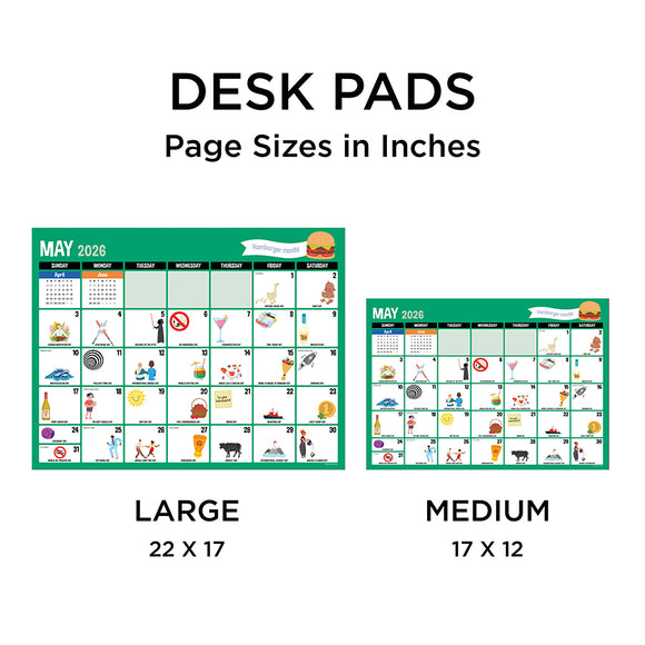 2026 Every Day's A Holiday Medium Desk Pad Monthly Blotter Calendar