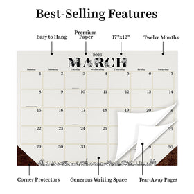 2026 Floral Medium Desk Pad Monthly Blotter Calendar - 0