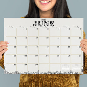 2026 Floral Medium Desk Pad Monthly Blotter Calendar