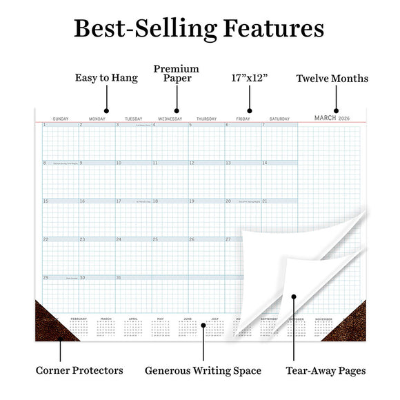 2026 Professional Medium Desk Pad Monthly Blotter Calendar